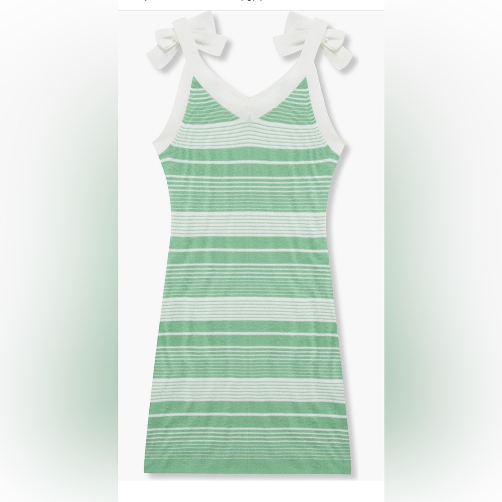 Green and White Striped Kids Casual Dress